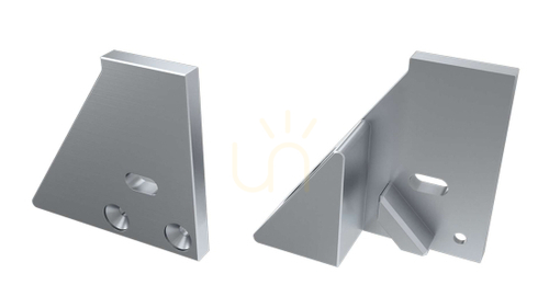 Prüfen Linke Aluminium-Endkappe LUMINES I10 10 mm mit Halterung und Kabelöffnung