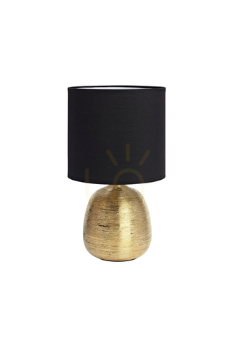 Prüfen Tischlampe Markslojd OSCAR 107068 Schwarz Gold Keramik Textil E27 37,5 cm