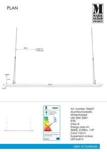 LED Deckenleuchte Markslojd Plan 90 cm Weiß Aluminium Kunststoff 30W 106647 small 1