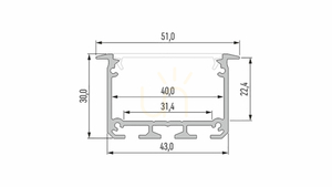 LUMINES INSO LED-Einbauprofil, silber eloxiert, 2,02 m small 1