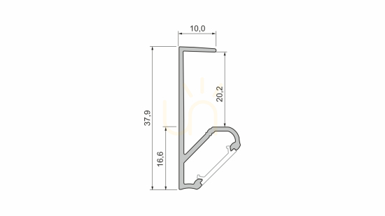 Aussicht LED-Profil LUMINES Typ Q20 silber eloxiert 1 m LED-Profil LUMINES Typ Q20 silber eloxiert 1 m
