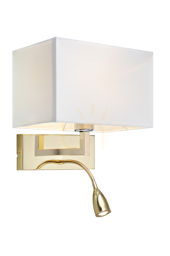 Wall Light Markslojd Savoy 2-Light White Brass Textile Shade 106308