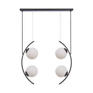 Pendelleuchte Zuma Line HELIX 5016, schwarz mit weißen Glasschirmen, 4×E14 small 0