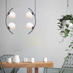 Pendelleuchte Zuma Line HELIX 5016, schwarz mit weißen Glasschirmen, 4×E14 small 1