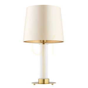 ARGON Hampton 8541 Tischleuchte – beiger Schirm, Glas und Messing small 1