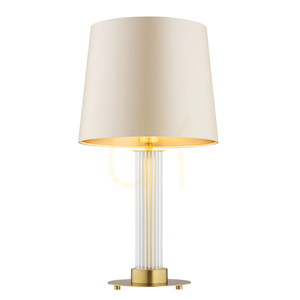 ARGON Hampton 8541 Tischleuchte – beiger Schirm, Glas und Messing small 0