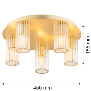 Plafon Argon Hampton transparent Messing gebürstet E14 5-flammig 2178 small 5