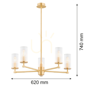 Kronleuchter Argon Hampton 2177 transparent Glas Messing E14 5-flammig small 10
