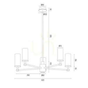 Kronleuchter Argon Hampton 2177 transparent Glas Messing E14 5-flammig small 11