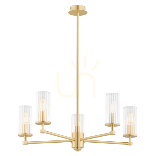 Prüfen Kronleuchter Argon Hampton 2177 transparent Glas Messing E14 5-flammig
