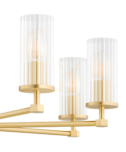 Kronleuchter ARGON Hampton 5066 transparent Messing gebürstet Glas E14 8-flammig small 5