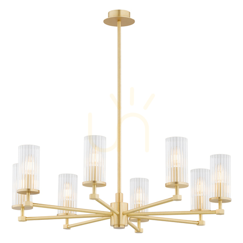 Prüfen Kronleuchter ARGON Hampton 5066 transparent Messing gebürstet Glas E14 8-flammig