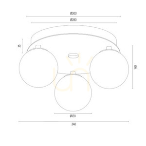 Plafond ARGON PALOMA 6305 Weiß Messing Glas E14 3-flammig small 6