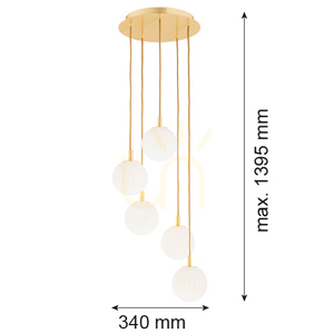 Pendelleuchte ARGON PALOMA 2183 Weiß Messing Glas 5-flammig E14 small 8