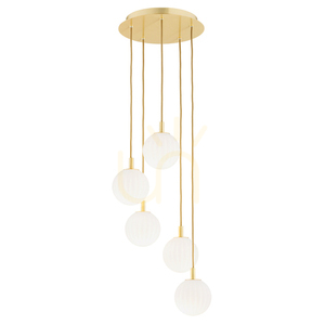 Pendelleuchte ARGON PALOMA 2183 Weiß Messing Glas 5-flammig E14 small 0