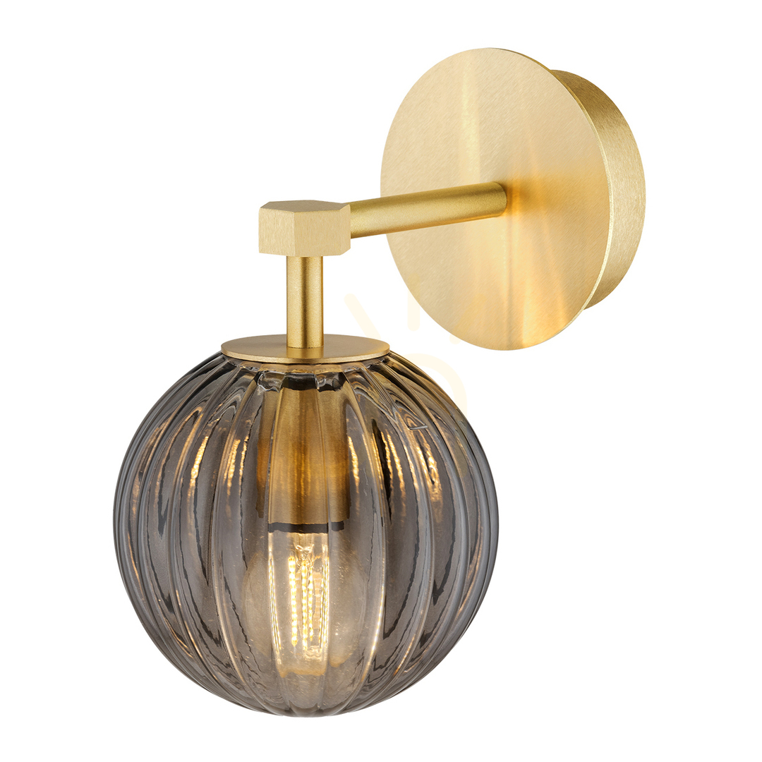Aussicht Wandleuchte Argon Paloma 8508 Rauchglas Messing E14 IP20 Wandleuchte Argon Paloma 8508 Rauchglas Messing E14 IP20