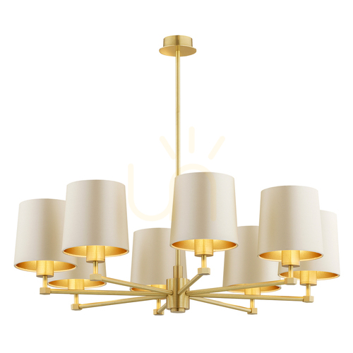 Prüfen Kronleuchter Argon PRINCETON 5071 beige mit goldenem Innenfutter, gebürstetes Messing, 8×E27, ø84 cm
