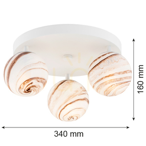 Plafond ARGON Fabio 6291 IP44 Weiß-Braun Glas E14 3x7W small 4