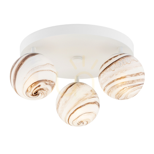 Prüfen Plafond ARGON Fabio 6291 IP44 Weiß-Braun Glas E14 3x7W