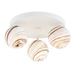 Plafond ARGON Fabio 6291 IP44 Weiß-Braun Glas E14 3x7W small 0