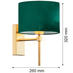 Wandleuchte ARGON ABBANO Messing Grün Velours E27 8107 small 2
