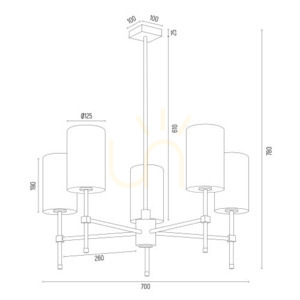 Kronleuchter ARGON Abruzzo weiß Messing gebürstet E14 5-flammig 2134 small 6