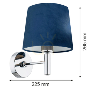 Wandleuchte ARGON BOLZANO 3908 E27 Blau Velours Chrom small 3