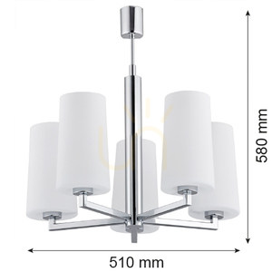 ARGON CAMELOT 2053 Kronleuchter, Chrom und weißes Opalglas, 5×E27 small 3