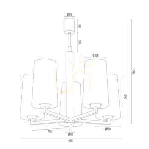 ARGON CAMELOT 2053 Kronleuchter, Chrom und weißes Opalglas, 5×E27 small 4