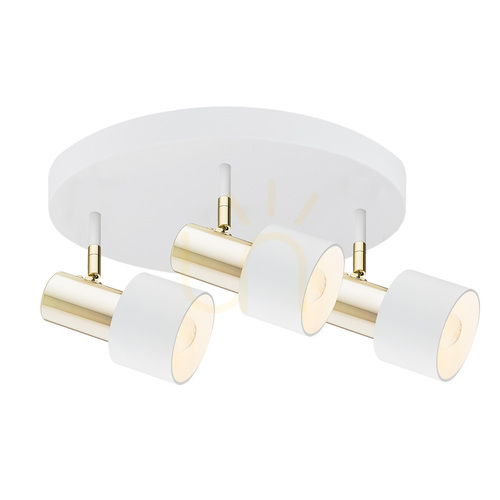 Prüfen Plafond Argon DORIA Weiß Messing 3xE27 IP20 6008