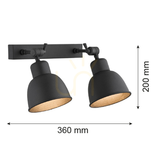 Wandleuchte Argon Eufrat schwarz E27 2-flammig 679 small 2
