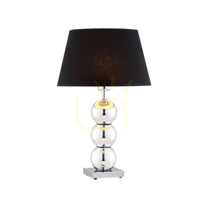 Argon FUDŻI Tischleuchte schwarz Chrom Glas Stoffschirm E27 55 cm 3622 small 0