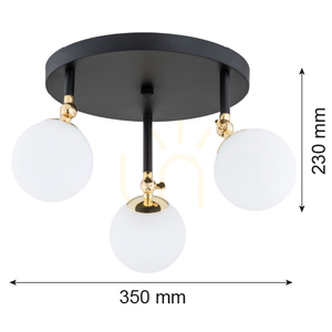 Plafond ARGON LATINA 1436 Weiß Messing IP44 3xE14 small 1