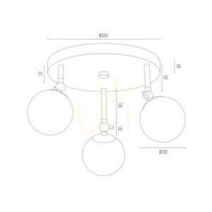 Plafond ARGON LATINA 1436 Weiß Messing IP44 3xE14 small 2