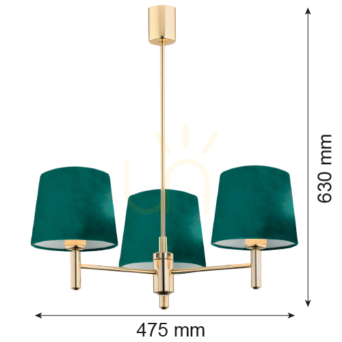 Prüfen Kronleuchter ARGON PONTE PLUS Grün Messing 3-flammig E27 6192