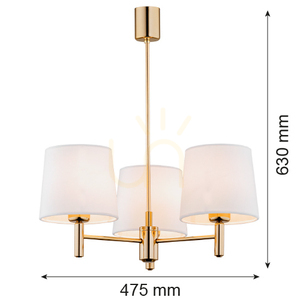 Kronleuchter ARGON Ponte Plus 6110 weiß 3-flammig E27 Velours Messing small 7