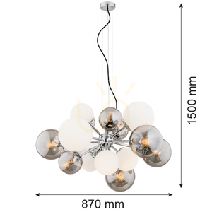Kronleuchter ARGON Satellite 5020 weiß 15x E27 Glas Chrom small 2