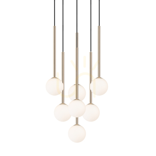 Prüfen Zuma Line ARCTURUS P0574-07F-F7AA Pendelleuchte, französisches Gold, 7×G9, 46 cm