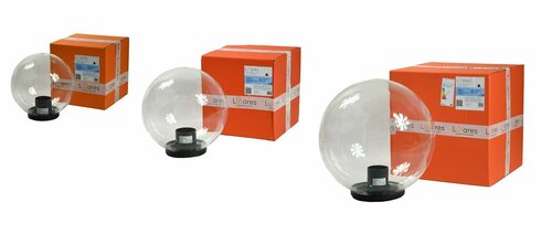 Prüfen Set mit dekorativen transparenten Gartenbällen - LUNA BALLS 25, 30, 40 cm + LED-Lampen.