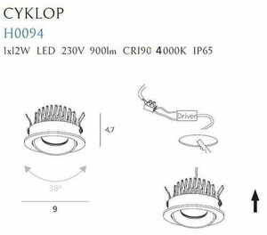 Deckenöse Max Light CYKLOP H0094 4000K weiß 12W IP65 LED Einbauleuchte small 1
