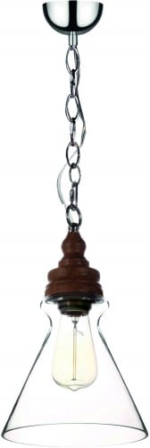 Prüfen Britop Lighting Edvin Pendelleuchte, Chrom, Holz, transparent, Industrial-Stil, E14, 40 W