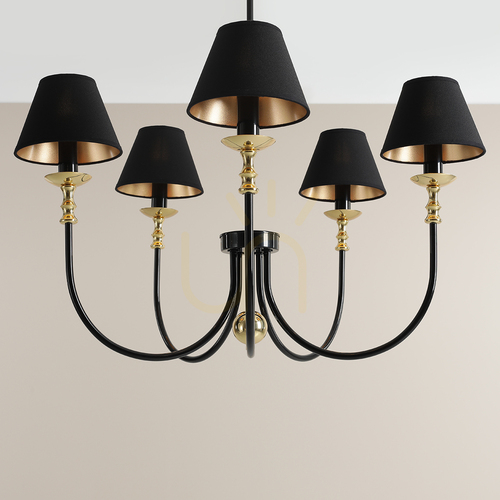 Prüfen Kronleuchter Aldex Roma 5 Black 1118F1 schwarz-gold 5 × E14 80 cm