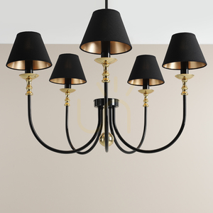 Kronleuchter Aldex Roma 5 Black 1118F1 schwarz-gold 5 × E14 80 cm small 1