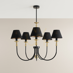 Kronleuchter Aldex Roma 5 Black 1118F1 schwarz-gold 5 × E14 80 cm small 2