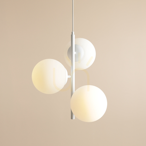 Prüfen Pendelleuchte Aldex Fin 3 White S – 3 Glaskugeln Ø 14 cm, E14, weiß 1120E_S