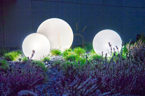 Prüfen Set dekorativer Gartenkugeln - LUNA BALL 20, 30, 40 cm inkl. Befestigungsmaterial, 3m Kabel, Spieß - PREMIUM - UV