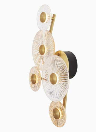 Prüfen Wandleuchte Max Light Allure W0357 5-flammig mattgold Metall Glas LED 3000K