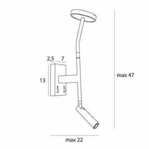 Wandleuchte Max Light Ibiza W0349 Schwarz Metall LED 47 cm small 2