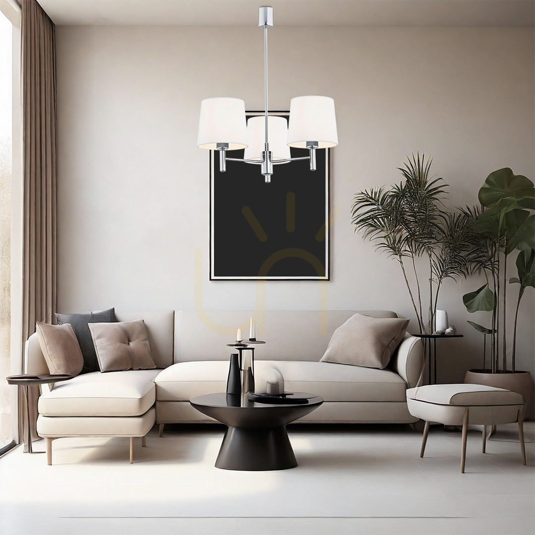 Aussicht Kronleuchter ARGON BOLZANO PLUS 6114 weiß chrom Velours E27 Kronleuchter ARGON BOLZANO PLUS 6114 weiß chrom Velours E27