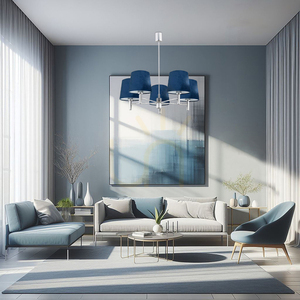Kronleuchter Argon Bolzano 2074 5xE27 Marineblau Chrom Velours small 1